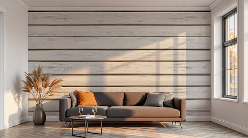 variant:A0084 | salon_13_sunset — Lambris Blanchi Ivoire — papier peint Novomur