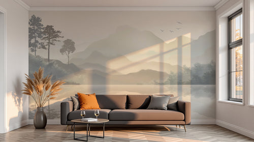 variant:A0085 | salon_13_sunset已做 — Toile Contemporaine Sable — papier peint Novomur