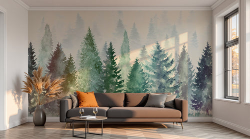 variant:A0110 | salon_13_sunset — Montagnes Brumeuses Gris Perle — papier peint Novomur