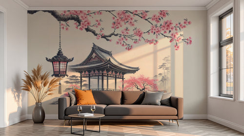 variant:A0112 | salon_13_sunset已做 — Fresque Vegetale Sable — papier peint Novomur