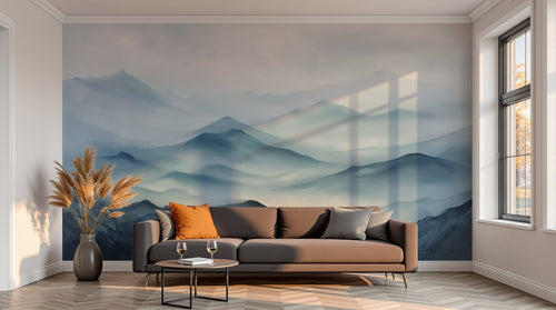 variant:A0120 | salon_13_sunset已做 — Montagnes Brumeuses Gris Perle — papier peint Novomur