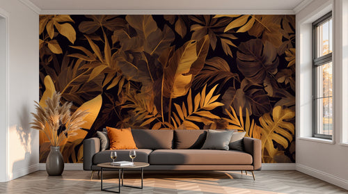 variant:A0132 | salon_13_sunset — Jungle Urbaine Anthracite — papier peint Novomur