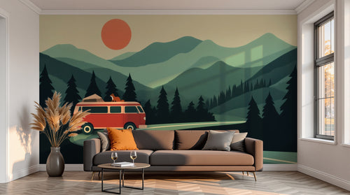 variant:A0156 | salon_13_sunset已做 — Toile Contemporaine Sable — papier peint Novomur