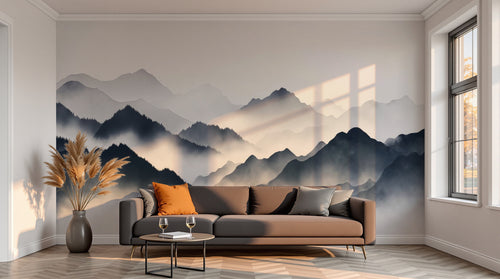 variant:A0157 | salon_13_sunset — Montagnes Brumeuses Gris Perle — papier peint Novomur