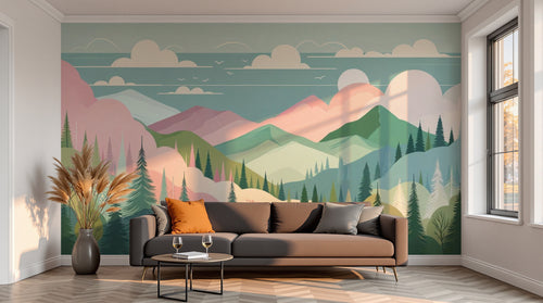 variant:A0169 | salon_13_sunset已做 — Mouvement Abstrait Gris Perle — papier peint Novomur