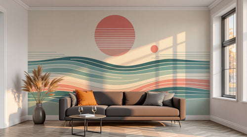 variant:A0176 | salon_13_sunset — Mouvement Abstrait Gris Perle — papier peint Novomur