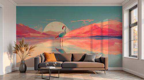 variant:A0190 | salon_13_sunset — Panorama Exotique Taupe — papier peint Novomur