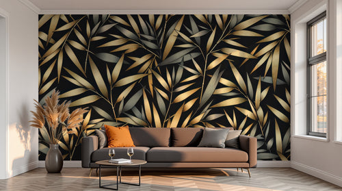 variant:A0231 | salon_13_sunset已做 — Jungle Nocturne Noir — papier peint Novomur