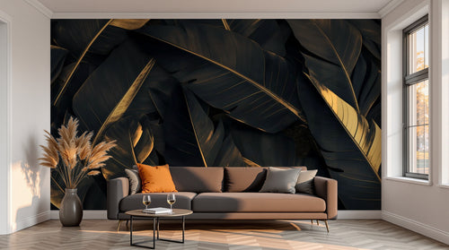 variant:A0267 | salon_13_sunset已做 — Jungle Nocturne Noir — papier peint Novomur