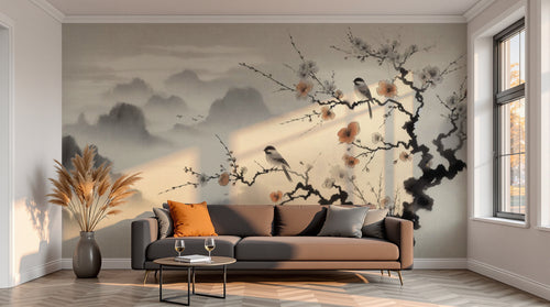 variant:A0283 | salon_13_sunset已做 — Foret Luxuriante Brun — papier peint Novomur