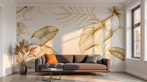 variant:A0290 | salon_13_sunset — Palmes Exotiques Anthracite — papier peint Novomur