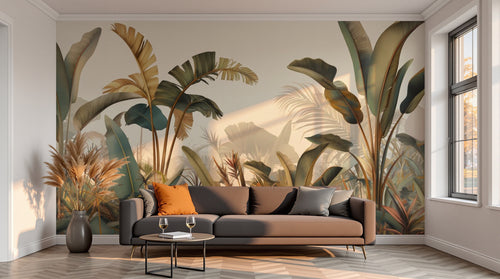 variant:A0331 | salon_13_sunset已做 — Palmes Douces Rose Poudre — papier peint Novomur