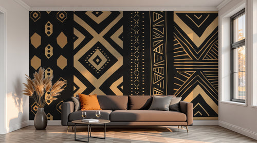 variant:A0338 | salon_13_sunset已做 — Palmiers au Clair de Lune Noir — papier peint Novomur