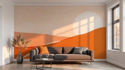 variant:A0375 | salon_13_sunset已做 — Mouvement Abstrait Gris Perle — papier peint Novomur