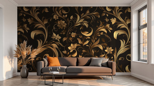 variant:A0405 | salon_13_sunset已做 — Jungle Nocturne Noir — papier peint Novomur