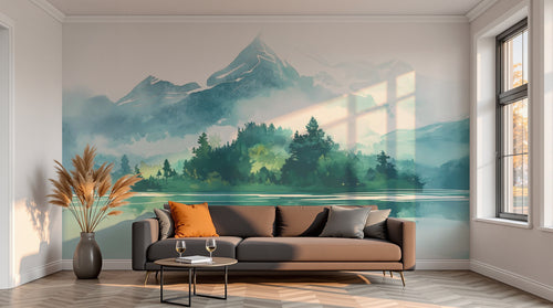 variant:A0525 | salon_13_sunset已做 — Montagnes Brumeuses Gris Perle — papier peint Novomur