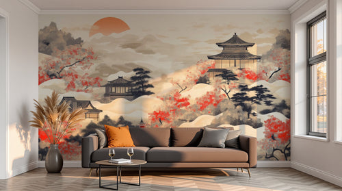 variant:A0577 | salon_13_sunset已做 — Jardin aux Oiseaux Dore — papier peint Novomur