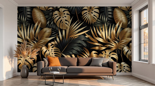 variant:A0585 | salon_13_sunset已做 — Jungle Nocturne Noir — papier peint Novomur