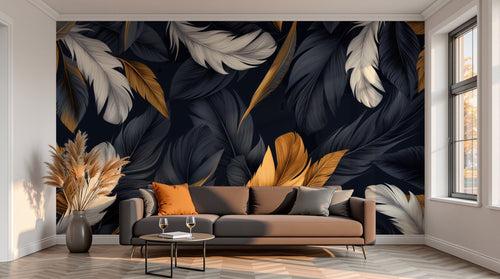 variant:A0606 | salon_13_sunset已做 — Palmes Exotiques Anthracite — papier peint Novomur