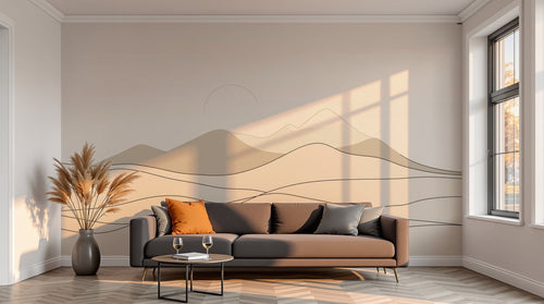 variant:A0667 | salon_13_sunset已做 — Toile Contemporaine Sable — papier peint Novomur