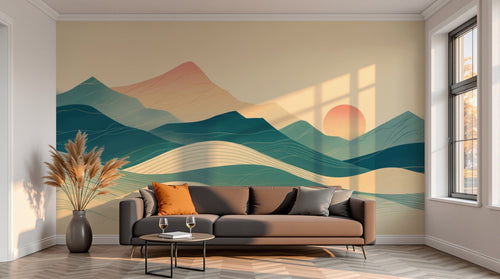 variant:A0813 | salon_13_sunset已做 — Toile Contemporaine Sable — papier peint Novomur