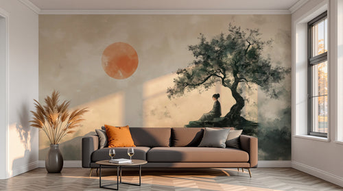 variant:A0991 | salon_13_sunset已做 — Jardin aux Oiseaux Dore — papier peint Novomur