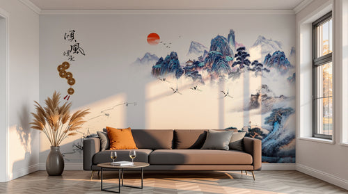 variant:C0870 | salon_13_sunset — Montagnes Brumeuses Gris Perle — papier peint Novomur