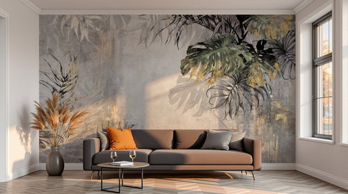 variant:D0100 | salon_13_sunset — Palmeraie Vert Sauge — papier peint Novomur