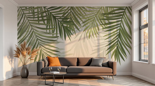 variant:D0274 | salon_13_sunset已做 — Canopee Tropicale Ivoire — papier peint Novomur