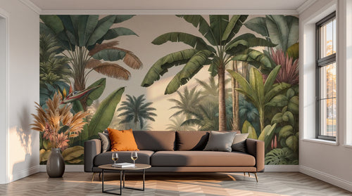 variant:F0144 | salon_13_sunset已做 — Foret Equatoriale Noir — papier peint Novomur