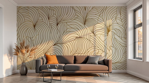 variant:F0496 | salon_13_sunset — Jungle Nocturne Noir — papier peint Novomur