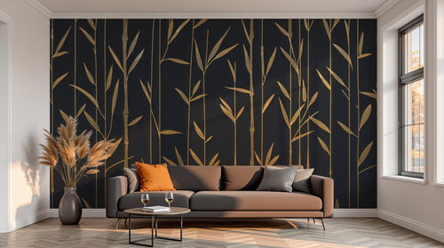 variant:F0733 | salon_13_sunset已做 — Jungle Nocturne Noir — papier peint Novomur