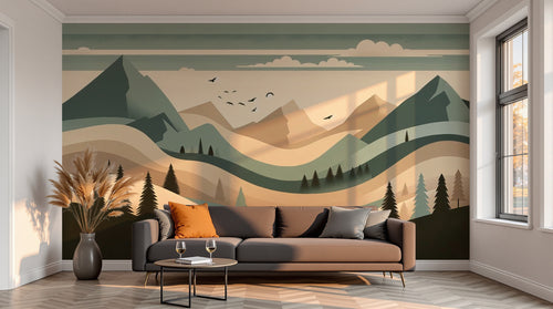 variant:F0865 | salon_13_sunset — Mouvement Abstrait Gris Perle — papier peint Novomur