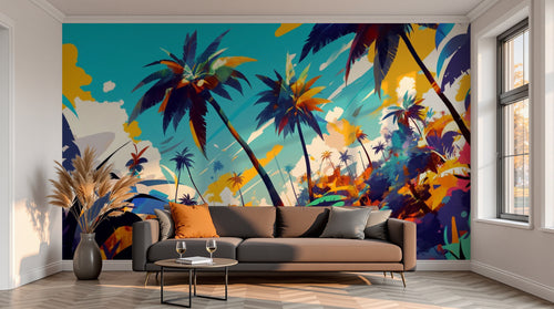 variant:F0936 | salon_13_sunset已做 — Foret Equatoriale Noir — papier peint Novomur