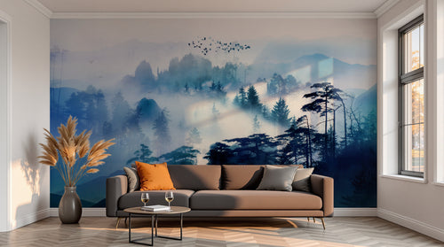 variant:SD0214 | salon_13_sunset已做 — Montagnes Brumeuses Gris Perle — papier peint Novomur