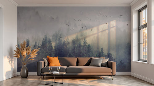 variant:SD0325 | salon_13_sunset已做 — Montagnes Brumeuses Gris Perle — papier peint Novomur