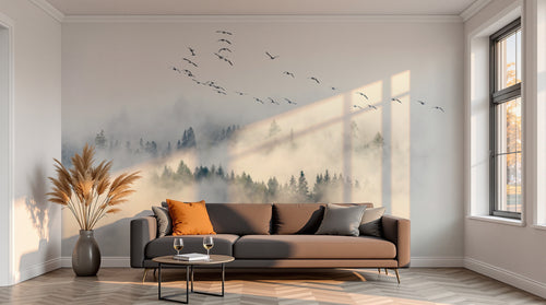 variant:SD0413 | salon_13_sunset — Montagnes Brumeuses Gris Perle — papier peint Novomur