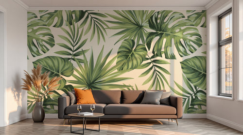 variant:SD0468 | salon_13_sunset已做 — Palmeraie Vert Sauge — papier peint Novomur