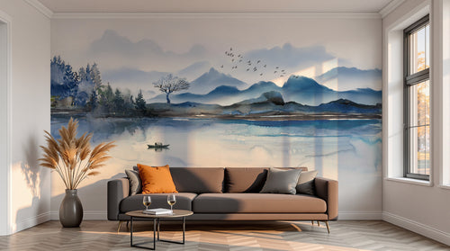 variant:SD0489 | salon_13_sunset — Brume sur les Collines Ivoire — papier peint Novomur