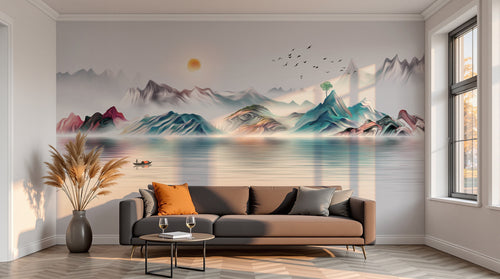 variant:SD0787 | salon_13_sunset — Brume sur les Collines Ivoire — papier peint Novomur