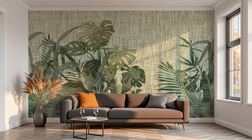 variant:SK0055 | salon_13_sunset — Palmes et Bananiers Gris Perle — papier peint Novomur