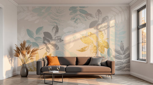 variant:SK0594 | salon_13_sunset — Palmes Exotiques Anthracite — papier peint Novomur