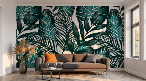 variant:SK0671 | salon_13_sunset — Jungle Nocturne Noir — papier peint Novomur