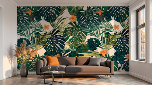 variant:SK0856 | salon_13_sunset — Jungle Nocturne Noir — papier peint Novomur