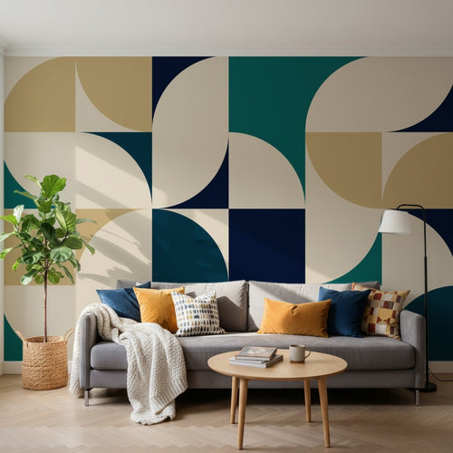 variant:A0678 | salon_14_square — Mosaique Minerale Taupe — papier peint Novomur