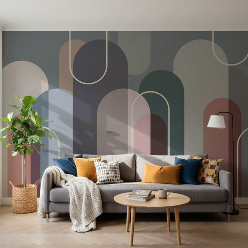 variant:C0880 | salon_14_square — Terrazzo Mineral Brun — papier peint Novomur