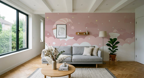 variant:F0420 | salon_15_shelf_decor — Licorne Feerique Creme — papier peint Novomur