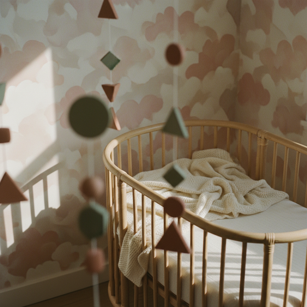 Papier peint chambre bébé fille nuages pastel doux