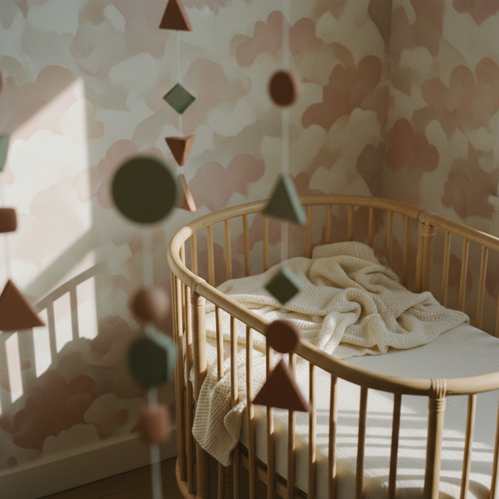 Papier peint chambre bébé fille nuages pastel doux