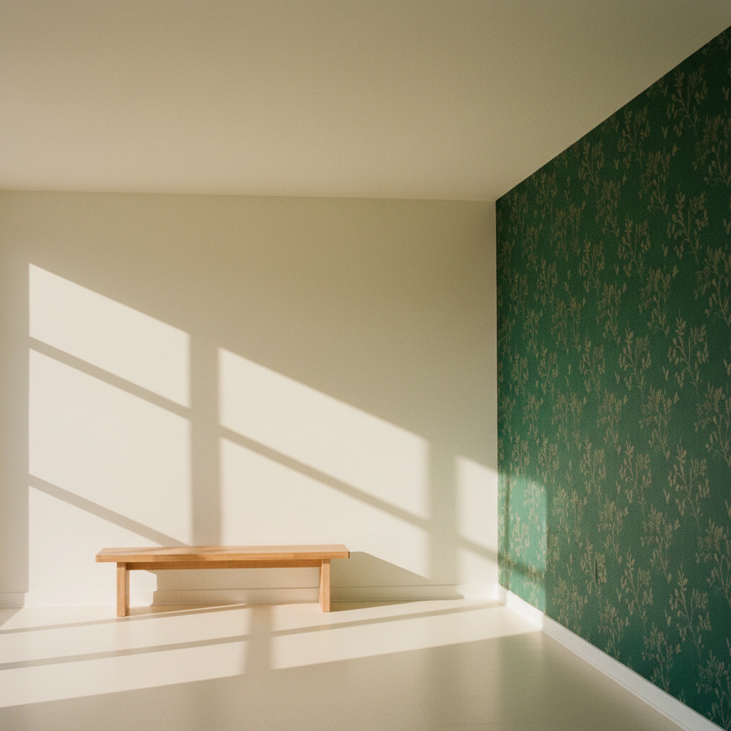 Mur d'accent papier peint vert sapin à motif botanique